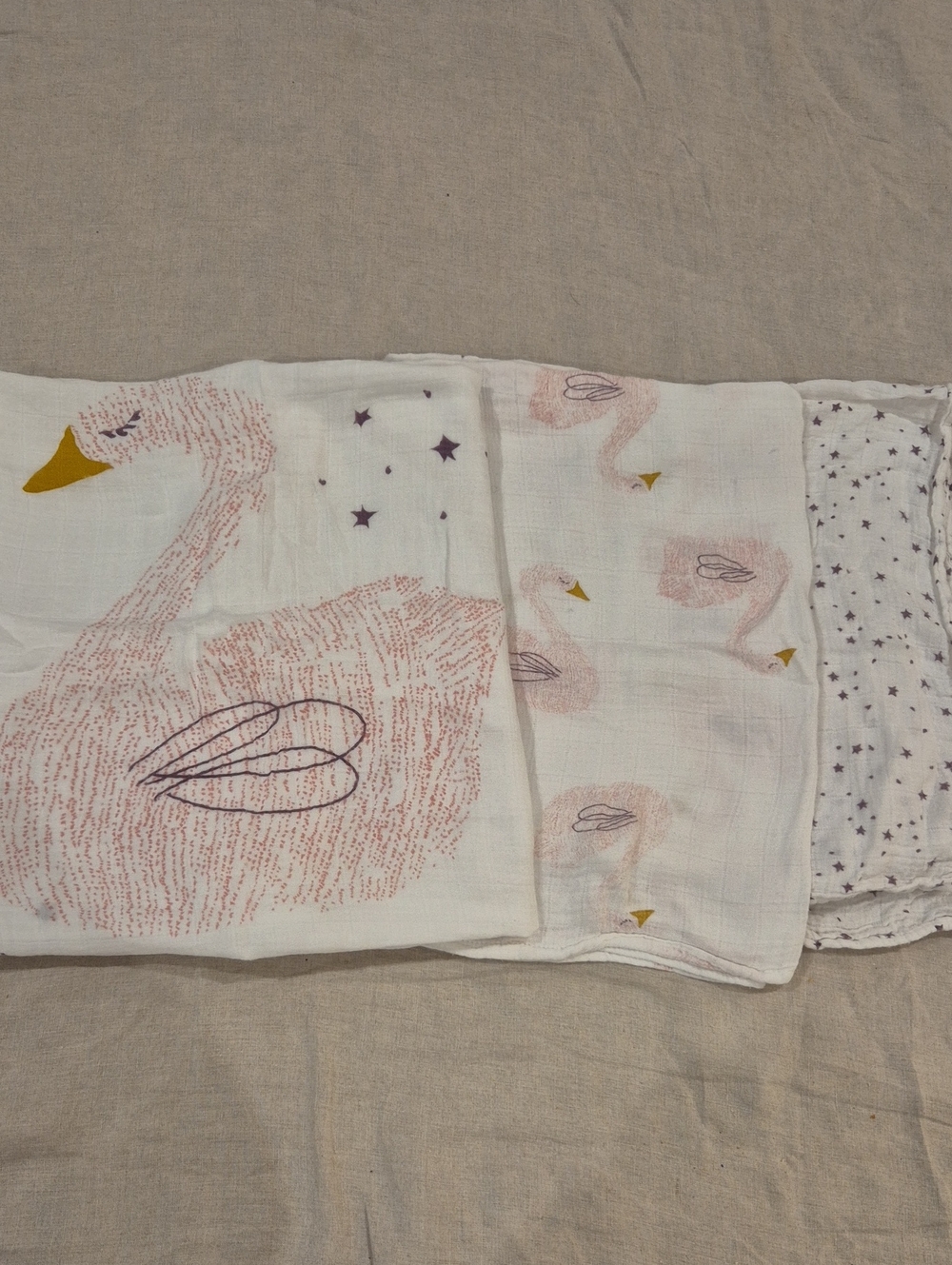 Lassig Swaddle Blanket Set - Pink Swan Print
